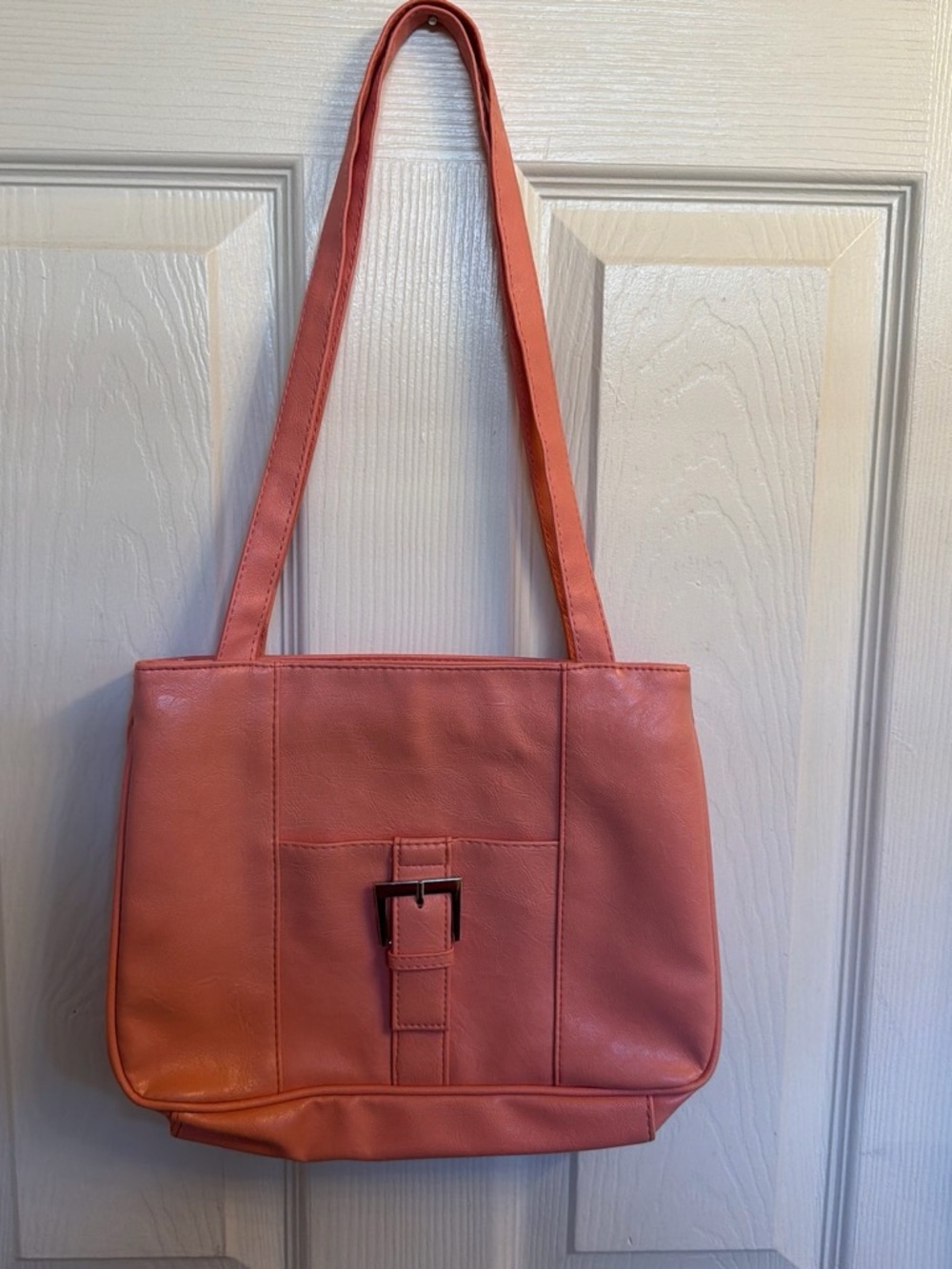 Coral Shoulder Tote with Buckle Accent